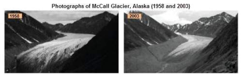 The two images of the mccall glacier in alaska depict how it has changed in size over the past 50 ye