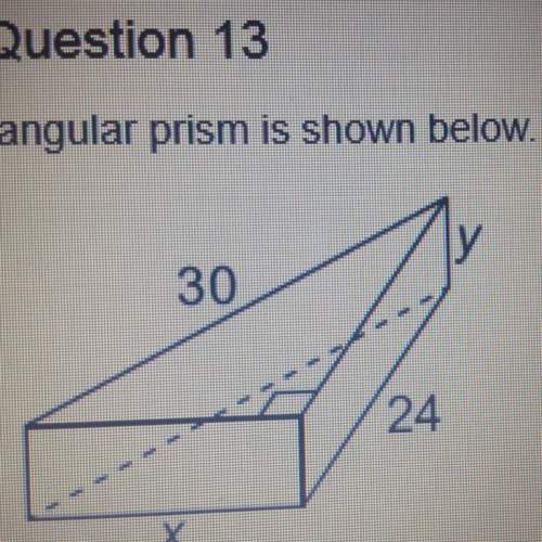 Atriangular prism is shown below. the base of the prism is a right triangle. the volume of the pris