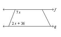 If f || g, then find the value of x. the diagram is not to scale.