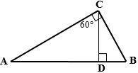 Given: δавс, m∠acb = 90° cd ⊥ ab, m∠acd = 60° bc = 6 cm find cd, area of δabc