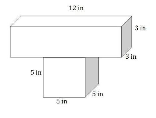 Find the volume of the figure. a) 33 in3 b) 150 in3 c) 233 in3 d) 425 in3
