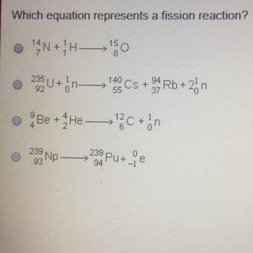 Which equation represents a fission reaction?
