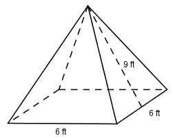 What is the surface area of the pyramid shown to the nearest whole number? the diagram is not drawn
