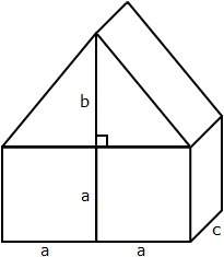 What is the volume of the figure below if a = 3.9 units, b = 5.7 units, and c = 3 units? a. 157.95