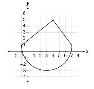 This figure is made up of a triangle and a semicircle. what is the area of the figure? use 3.14 f