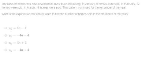 The sales of homes in a new development have been increasing. in january, 8 homes were sold, in febr