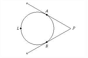 The lines in the figure are tangent to the circle at points a and b. find the measure of value of ar