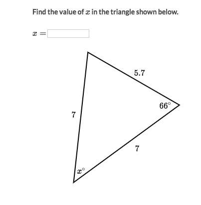 Me find the value of x in the triangle! (link)