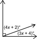 Get points here what are the measures of the two angles in the figure below? select one: a. 40°
