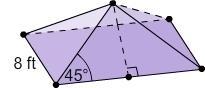 This image shows a square pyramid. what is the surface area of this square pyramid? a. 32 ft² b. 64
