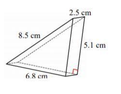 What is the surface area of this triangular prism rounded to the nearest tenth? a) 63.3 cm2 b) 75.