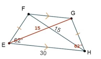 Use the diagram to find the missing measures. the measure of angle ghe is ° the length of ge is