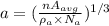 a = (\frac{nA_{avg}}{\rho_{a}\times N_{a}})^{1/3}