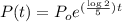 P(t)=P_oe^{(\frac{\log 2}{5})t}
