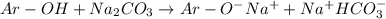Ar-OH+Na_{2}CO_{3}\rightarrow Ar-O^{-}Na^{+}+Na^{+}HCO_{3}^{-}