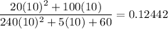\displaystyle\frac{20(10)^2 + 100(10)}{240(10)^2 + 5(10) + 60} = 0.12442