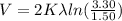 V = 2K\lambda ln(\frac{3.30}{1.50})
