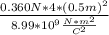 \frac{0.360N*4*(0.5m)^2}{8.99*10^9\frac{N*m^2}{C^2}}