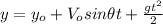 y=y_{o}+V_{o}sin\theta t+\frac{gt^{2}}{2}