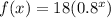 f(x)=18(0.8^{x})