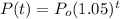 P(t)=P_o(1.05)^t