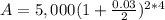 A=5,000(1+\frac{0.03}{2})^{2*4}