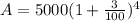 A=5000(1+\frac{3}{100})^4