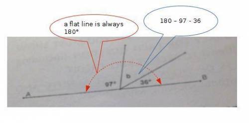 Find the degree measure of the missing angle, b, in the diagram below by setting up (writing) and so