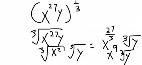 What expression is equivalent to (x^27y)^1\3