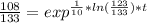 \frac{108}{133} =exp^{\frac{1}{10} *ln(\frac{123}{133})*t }