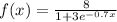 f(x) = \frac{8}{1+ 3e ^{-0.7x}}