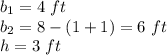 b_1=4\ ft\\b_2=8-(1+1)=6\ ft\\h=3\ ft