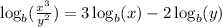 \log_b(\frac{x^3}{y^2} )=3\log_b(x)-2\log_b(y)