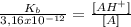 \frac{K_{b}}{3,16x10^{-12}} =\frac{[AH^+]}{[A]}
