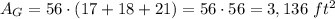 A_G=56\cdot(17+18+21)=56\cdot56=3,136\ ft^2