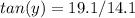 tan(y)=19.1/14.1