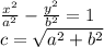\frac{x^2}{a^2} -\frac{y^2}{b^2} =1\\c=\sqrt{a^2+b^2}