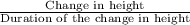\frac{\text{Change in height}}{\text{Duration of the change in height}}
