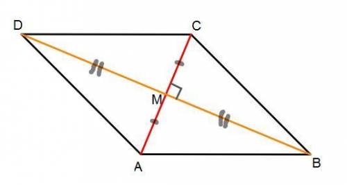 Diagonals ac and bd form right angles at point m in parallelogram abcd. prove abcd is a rhombus.
