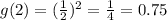 g(2)=(\frac{1}{2})^{2}=\frac{1}{4}=0.75