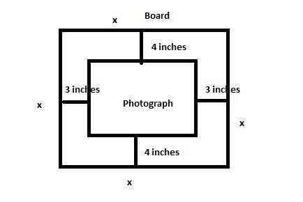Arectangular photograph is mounted on a square piece of cardboard whose sides have length x. the bor