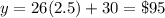 y=26(2.5)+30=\$95