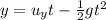 y=u_y t - \frac{1}{2}gt^2