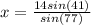 x=\frac{14sin(41)}{sin(77)}