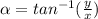 \alpha =tan^{-1}(\frac{y}{x})