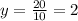 y= \frac{20}{10}=2