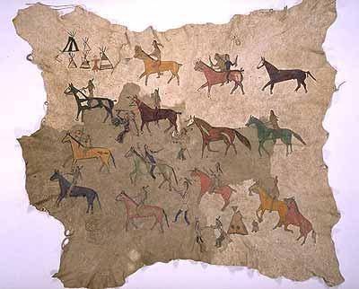How did buffalo hide painting vary between men and women?  what did these paintings sometimes show?