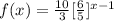 f(x)=\frac{10}{3}[\frac{6}{5}]^{x-1}