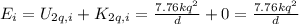 E_i=U_{2q ,i}+K_{2q,i}=\frac{7.76kq^2}{d}+0=\frac{7.76kq^2}{d}
