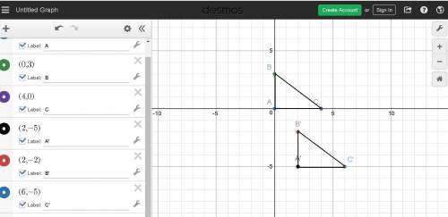 Graph a triangle on the coordinate plane. choose 1 transformation (reflection, rotation, translation